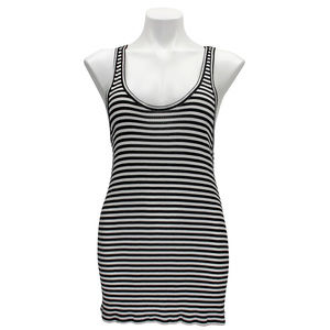 Tru Womens Black & White Stripped Tank-Top M/L